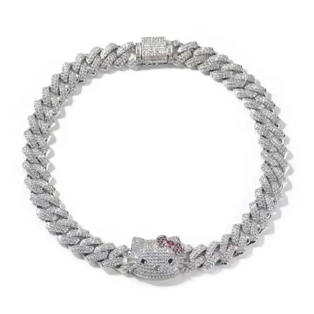 Hello Kitty Diamond Necklace – Silver 16”